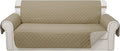 Reversible 4 Seater Sofa Cover 91" Large, Sofa, Camel/Beige | Couch Cover Furniture Protector with Foam Sticks Elastic Straps Furniture Protector for Pets Children Dog Cat by LuxshareHome