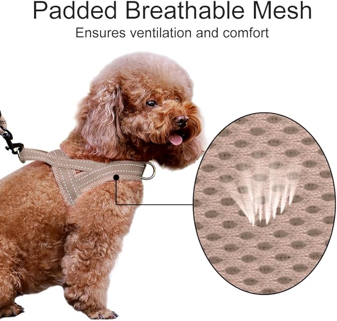 Plutus Pet No Pull Dog Harness for Small Dogs, Breathable Mesh Padded | Adjustable Reflective with Handle, Escape Proof, Quick Fit Pet Vest, Front Clip, for Training and Walking, Beige, S - Image 3