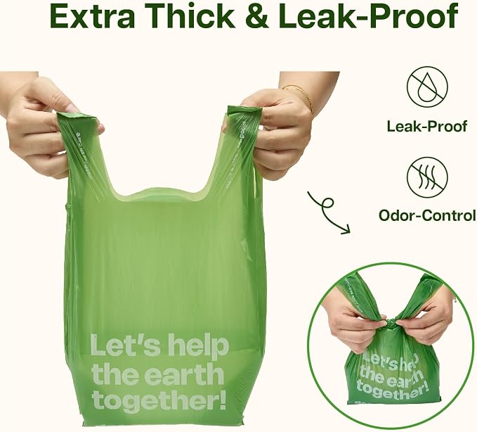 Deo Doo Dog Poop Bags with Handles, 240 Count Large Size, Extra Thick and Leak Proof Refill Rolls for Doggie Waste, Easy Tie and Cleanup, Unscented - Image 5
