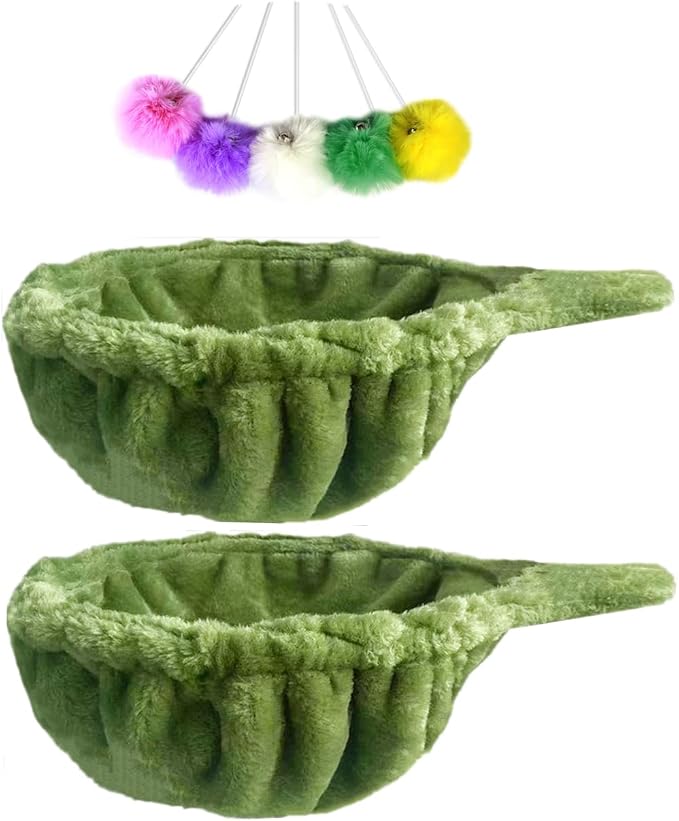 SHENGOCASE 13" 2-Pack Green Nest Basket Lounger Hammock Bed Replacement for Cat Tree Tower Replacement, 5-Pack Hanging Toys, Cat Tree Accessories Hammock Attachment (Medium 2pcs, Green) by SHENGOCASE