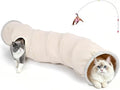 Ownpets S-Shape Cat Tunnel Toy 48"L x 12"D, for Cats, Puppies & Small Pets | Collapsible for storage, tear-resistant oxford fabric, connects to other tunnel, with peek hole, feather wand, indoor/outdoor by Ownpets