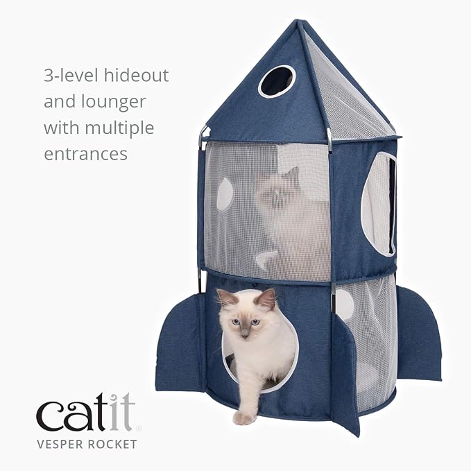 Catit Vesper Rocket Cat Tower, Blue, 42001 - Image 2
