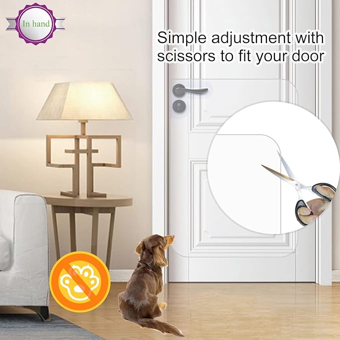 In hand Clear Pet Door Scratch Protector Shield Protect Your Furniture, Heavy Duty Deluxe Flexible Door Guard Cover - Image 3