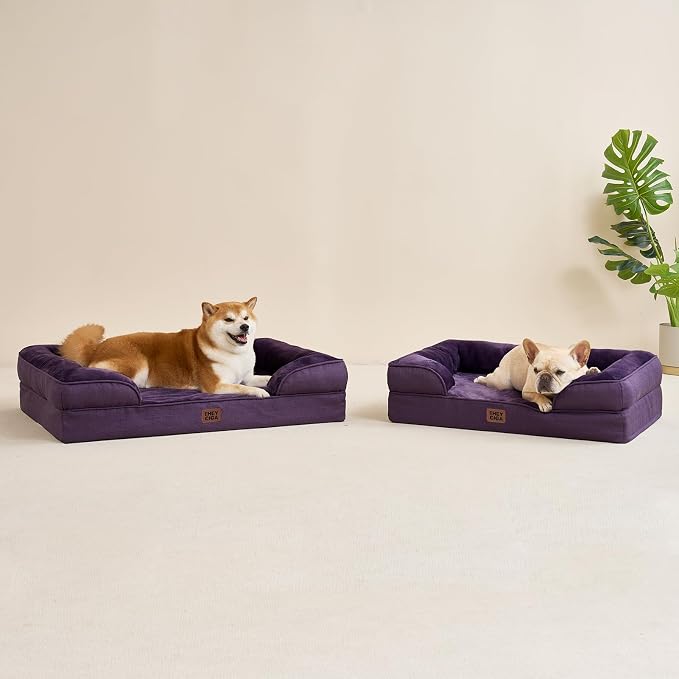 EHEYCIGA Orthopedic Dog Bed Medium Size Dog, Waterproof Washable Pet Beds | Non-Slip Bottom and Egg-Crate Memory Foam Dog Couch Bed with Washable Removable Cover, Purple - Image 8