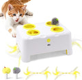Interactive Cat Feather Toy Cheese Box 3in1 Whack a Mole | 3 Play Modes, Paw-Safe 4 Hole Whack-a-Mole, Anti-Slip Base, 4 Interchangeable Accessories, USB Rechargeable Auto Cat Toy by PETSWEET