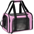 Pet Carrier Soft-Sided for Small Dogs & Cats, Foldable Airline Approved Pet Travel Carrier with Breathable Mesh, Washable Cushion & Shoulder Strap, Portable Puppy Cat Carrier Bag (Pink, 19.7*13*13) by Unknown