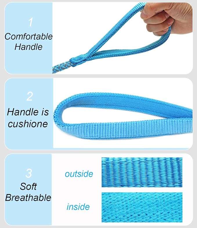 Reflective Dog Leash 2/3/4/6/10ft Braided 1/2" Strong Nylon Rope | 6FT Skyblue Dog Leash for Large Medium Small Dogs Walking Training Leads - Image 4