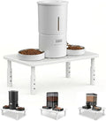 Raised Automatic Cat Feeder Stand for Double Bowl Feeders, Carbon Steel 14.57 x 9.25 in, 3 Adjustable Heights 4.13-5.71 in, Non-Slip, Fits Feeders & Water Dispensers, No-Drill (White) by Unknown