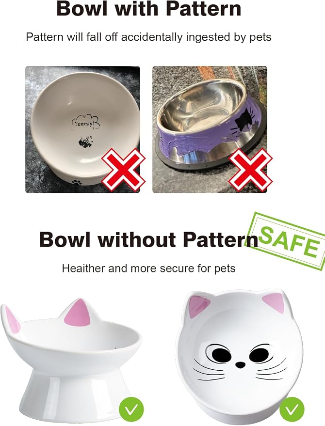 ABRUTY Cat Food Bowl, 5 OZ Ceramic Elevated Kitten Water Bowl, 15° Tilted Raised Pet Feeder, Anti Vomiting and Whisker Friendly Dishes for Fat Faced, Cat, Kitten, Small Dog - Image 4