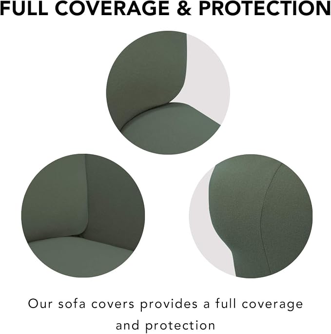 PureFit Stretch Chair Covers Fleece Couch Covers for Sofa Grayish Green | 1-Piece Spandex Couch Cover Soft Couch Protector, Sofa Cover Washable with Non Skid Foam and Elastic Bottom for Kids, Dogs - Image 3