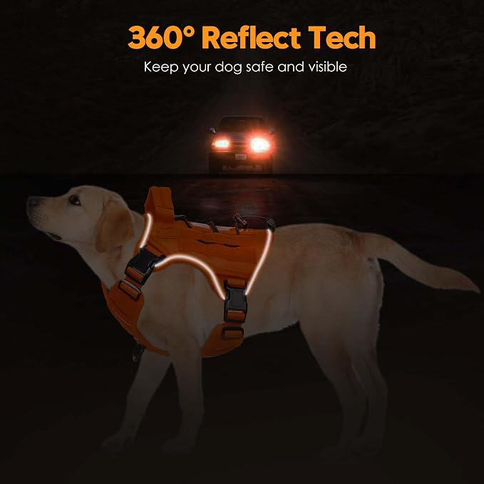 Heavy-Duty Tactical Dog Harness for Large Dogs, No Pull Adjustable Reflective Pet Vest with Molle System, K9 Military-Grade Control for Service Training, Outdoor & 10+ Breeds, Orange, Medium - Image 5
