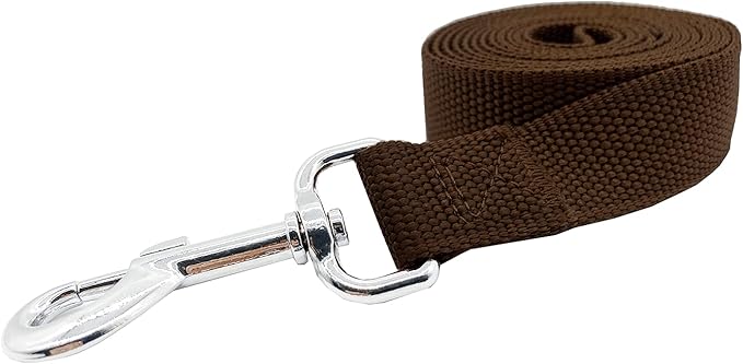 Nylon Dog Training Leash, Traction Rope, 4/5/6 Feet Long, 3/4 Inch 1 Inch Wide, for Small and Medium Dogs (1'' x 5 FT, Brown) - Image 2