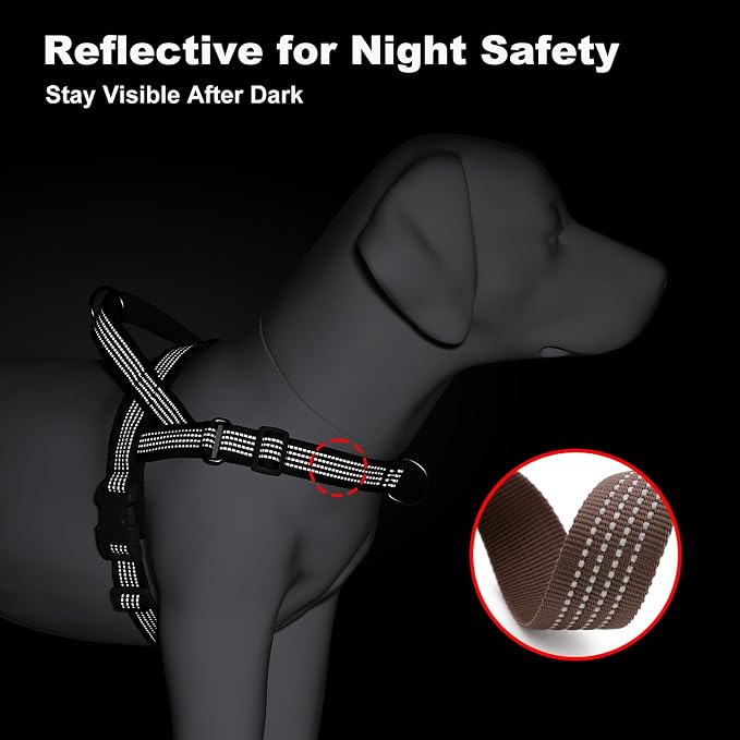 No Pull Dog Harness with Handle, Adjustable Soft Mesh Padded Vest | Reflective Walking Harness with Front Clip for Small Medium Large Dogs, Quick Fit No Escape for Training, Chocolate, M - Image 7