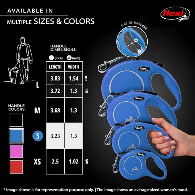 FLEXI® Classic Cord Retractable Dog Leash, Small, 16 ft - Blue | German engineered, original flexi leash, durable quality for dogs up to 26 lbs, tangle-free, walking, reliable brake system - Image 5