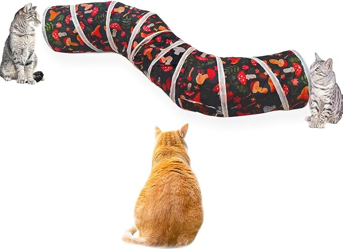 Cat Tunnel, Cat Tunnels for Indoor Cats, S-Shape Foldable Cats Cave | Interactive Toy Pet Tube with Interactive Peephole Crinkle Sounds for Rabbits, Kittens, Ferrets, Puppy Playing & Exploring by Deofun