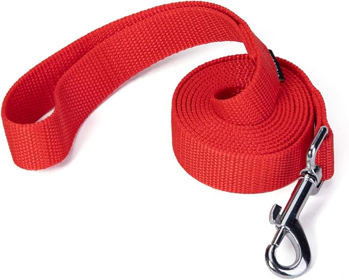 Strong Durable Nylon Dog Training Leash, 1 Inch Wide Traction Rope, 6 ft 10ft 15ft Long, for Small and Medium Dog (Red, 6 Feet) by Siumouhoi