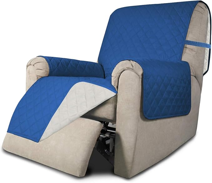 Easy-Going Reversible Couch Cover, Recliner 19 in, Blue/Ivory | Machine Washable Slipcover For Dogs, Water Resistant Furniture Mat For Living Room, Non-Slip Sofa Cover, Pet Friendly by Easy-Going