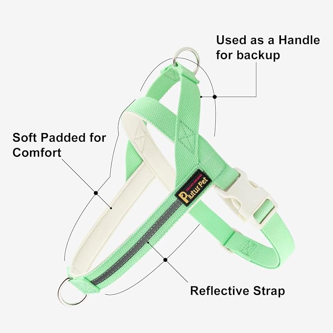 Plutus Pet Cotton Dog Harness and Leash Set, Reflective and Soft Padded, Quick Fit Vest Harness, for Small, Medium and Large Dogs, Light Green, XS - Image 2