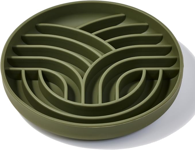 OHMO Slow Feeder Dog Bowl, 7.9" Lick Mat for Dogs, Tree of Life, Camo Green | Cat Slow Feeder Bowl, Anti Choking, Enrichment Toys, Easy Clean BPA-Free Silicone Feeding Bowl, Boredom and Anxiety Reducer by OHMO