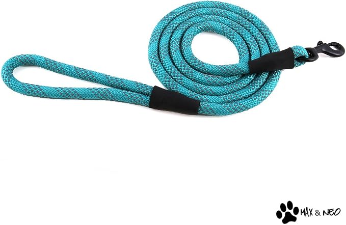Max and Neo Rope Leash - Reflective, 6 FT x 1/2" - Teal - Image 2