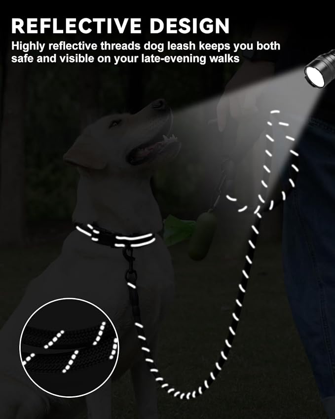 Dynmeow Reflective Dog Collar and Leash Set for Medium Dogs, Black | Soft Neoprene Padded, 6FT Climbing Rope, Ideal for Daily Outdoor Walking or Indoor Wearing, Night Visible for Safety - Image 4