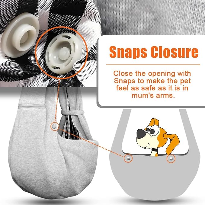 Tomkas Dog Cat Carrier Sling Zip Pocket & Adjustable Strap(M,Gray) - Image 8