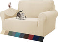 ZNSAYOTX 1 Piece Jacquard Couch Covers for 2 Cushion Couch High Stretch Loveseat Slipcover for Pets Dogs Anti Slip Love Seat Sofa Slipcover Furniture Protector (Loveseat, Light Beige) by ZNSAYOTX