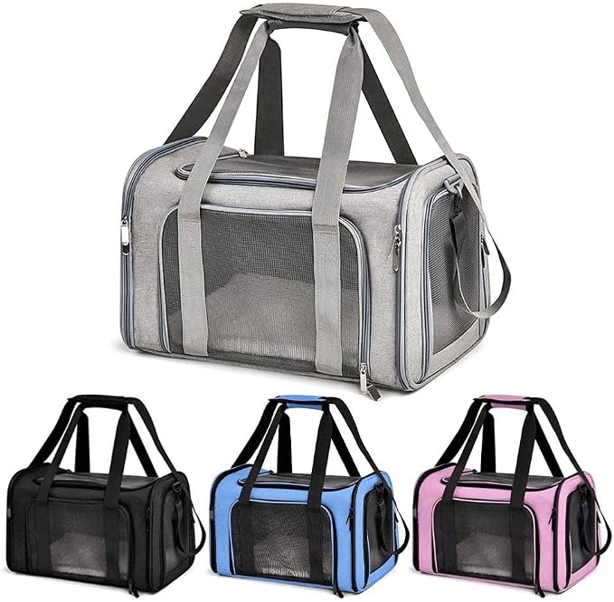 Pet Carrier Soft-Sided for Small Dogs & Cats, Foldable Airline Approved Pet Travel Carrier with Breathable Mesh, Washable Cushion & Shoulder Strap, Portable Puppy Cat Carrier Bag 19.7 * 13 * 13 - Image 8