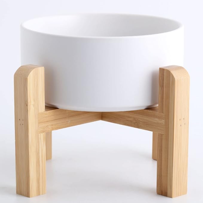 Petygooing 28 OZ White Elevated/Raised Ceramic Dog Bowl for Small and Medium Breeds, Dog Food Water Dish with Stand,Pet Feeding Bowl with Anti Slip Rubber for Cats Small and Medium Dogs (3.6 Cups) by PetygooingforYOURLOVEDPET