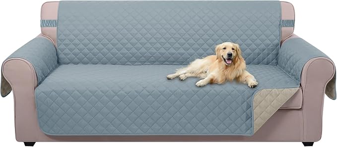 U-NICE HOME Reversible Sofa Cover Couch Cover for Dogs, Light Blue/Beige | 68''Sofa Mat Washable, Pet Friendly, Elastic Straps, Water Repellent, Furniture Protector for 3 Cushion Couch by U-NICEHOME