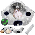 Cat Tunnel Bed, Cat Tunnels for Indoor Cats, Cat Donut Tunnel Toy with Washable Circle Cushion, Straight Shaped Tunnel, 4 Fluffy Balls, Blackout Tent, Self-Luminous Cat Toys（Grey） by OUHOU