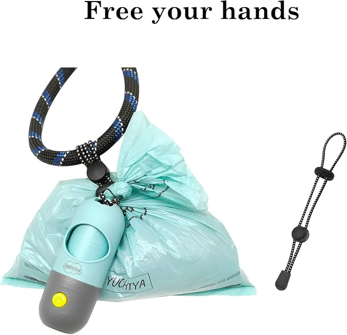 Dog Poop Bags Holder with LED Flashlight|Pet Waste Bags Dispenser for Leash|Doggie Potty Bags Container with Leak-proof Pet Trash Bags and Accessories (2 Holders 30 Bags, Crystal Blue) - Image 7