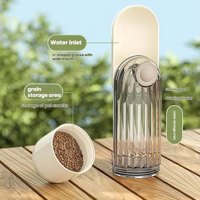 Portable Dog Water Bottle with Food Container, 2-in-1 Pet Water Dispenser & Travel Bowl, Leak-Proof Puppy Water Bottle for Small Dogs & Cats, Perfect for Walking, Hiking, Dog Mom Gifts (Beige) - Image 7