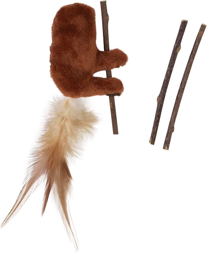 Mad Cat Sloth with Sticks Catnip and Silvervine Plush Cat Toy, Pack of 4 | Soft feather accents spark batting, chasing and pouncing, cuddly set felines enjoy during energetic play sessions at home - Image 3