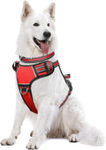 Dog Harness No Pull, Pet Harnesses with Dog Collar, Adjustable Reflective Oxford Outdoor Vest, Front/Back Leash Clips for Small, Medium, Large, Extra Large Dogs, Easy Control Handle for Walking by WINSEE