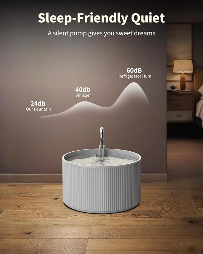 Lawfery Ceramic Cat Water Fountain, 74oz/2.2L Pet Drinking Fountain | BPA-Free Ceramic Body, Ultra-Quiet Pump, Easy Cleaning and Dual Drinking Modes for Indoor Cats and Small Dogs - Image 2