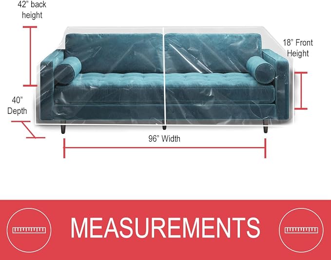 LAMINET Thick Crystal Clear Heavy-Duty Water Resistant Sofa/Couch Cover - Perfect for Protection Against CAT/Dog Clawing, Kids and Grandkids- Sofa - 42" BH x 18" FH x 96”W x 40”D - Image 3