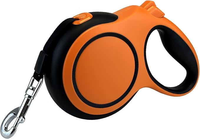 26Ft Retractable Dog Leash, Heavy Duty Great Leash for Dog up to 110 lbs, Anti-Slip Rubberized Handle, One-Handed Brake, Strong Nylon Tape, Tangle Free(Large，Orange&Black). - Image 8