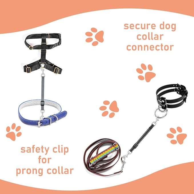 Amabro 2PCS Reflective Dog Safety Collar Clips, Adjustable Nylon Pet Collar Double Ended 360 Degree Rotatable Backup Clasp Clips Dog Collar Harness Connector (Black, Grey) | Adjustable Nylon Double Ended 360 Degree Rotatable Backup Clasp Clips Dog Harn... - Image 4