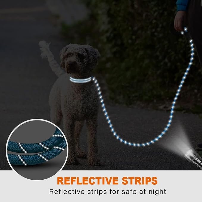 Taglory Rope Dog Leash for Small Medium Dogs, 5 FT Padded Handle, Blue | Made of Climbing Rope, Reflective for Night Walks and Training, Comfortable Grip, Anti-tangle Swivel Clip, 3/8 inch - Image 5