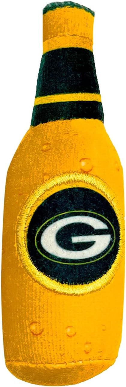 BEST PLUSH CAT TOY - NFL GREEN BAY PACKERS Complete Set of 3 piece Cat Toys filled with Fresh Catnip. Includes: 1 Helmet Cat Toy, 1 Football Cat Toy with Feathers & 1 Beer Bottle. Beautiful Team LOGOS - Image 5