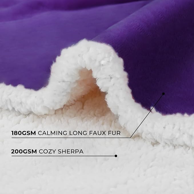 Luciphia Waterproof Bed Blanket Washable,Soft Sherpa Fleece Puppy Reversible Throw Blankets for Medium Large Dog Cat,Furniture Cover Protector Couch from Liquid Pee and Pet Fur,Purple White,85" x 57" - Image 8