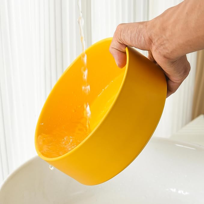 Elevated Ceramic Dog Bowl Set - Raised Dog Bowls with Non Slip Bamboo Stand, Food and Water Bowl Set for Kitty, Cats and Toy Breed Dogs, Pet Bowls, Dogs Dishes (5.1'', 2 * 16OZ, Yellow) - Image 7
