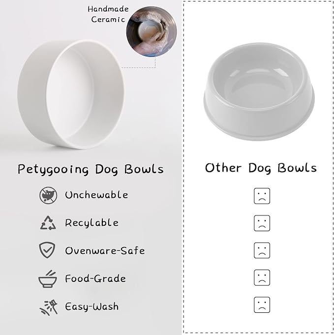 Petygooing White Elevated/Raised Ceramic Dog Bowl for Medium and Large Breeds, Dog Food Water Dish with Stand,Pet Feeding Bowl with Anti Slip Rubber Large Dogs(1800ml 7.6 Cups) - Image 5
