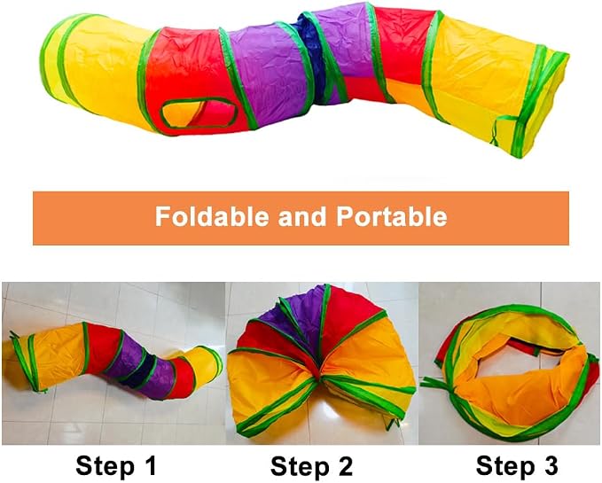 Cat Tunnel, Cat Tunnels for Indoor Cats, S-Shape Foldable Cats Cave | Interactive Toy Pet Tube with Interactive Peephole Crinkle Sounds for Rabbits, Kittens, Ferrets, Puppy Playing & Exploring - Image 2