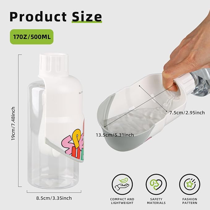 Dog Water Bottle, Leakproof Portable Water Bottle for Dogs, Dog Travel Water Bottles with Convenient Bottles Strap, Dog Travel Accessories for Walking, Hiking, Outdoor, Camping (17oz White) - Image 2