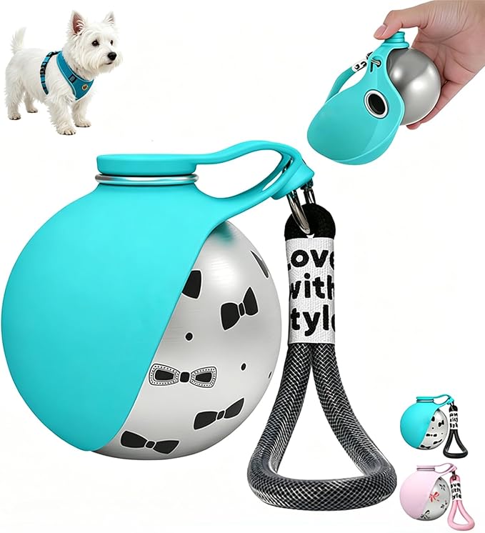 Portable Dog Water Bottle, Flip-Top Silicone Bowl Design, Insulated Hot & Cold Retention Material, One-Hand Leakproof Use, Perfect for Walking & Hiking, 10oz (Blue, Printing) | Flip-Top Silicone Bowl Design For Small Dog & Cat, Insulated Hot & Cold Ret... by Unknown