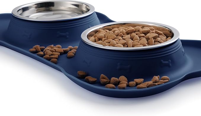 Hubulk Pet Dog Bowls 2 Stainless Steel Dog Bowl with No Spill Non-Skid Silicone Mat + Pet Food Scoop Water and Food Feeder Bowls for Feeding Small Medium Large Dogs Cats Puppies (X-Large, Navy Blue) - Image 5