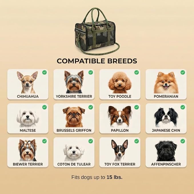 Soft-Sided Dog & Cat Carrier | for Car Rides, Vet Visits, Errands & Daily Outings | Fits Small Dogs & Cats Up to 15 lbs | 18" L x 11.5" H | Yorkies, Chihuahuas & More - Image 7