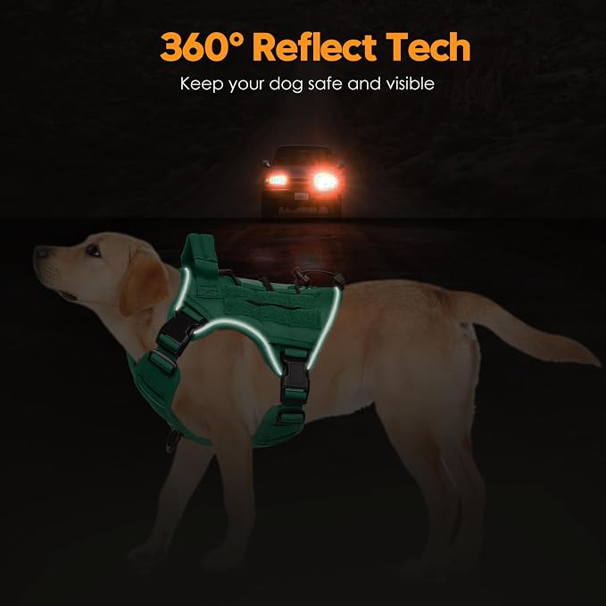 Heavy-Duty Tactical Dog Harness for Large Dogs, No Pull Adjustable Reflective Pet Vest with Molle System, K9 Military-Grade Control for Service Training, Outdoor & 10+ Breeds, Turquoise, Small - Image 5